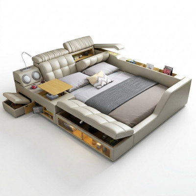 Duebeltbett Polsterbett Schlofzimmer 180x200cm Multifunktioun Bett Better