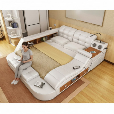 Duebel Luxus Lieder Bett + USB Polster Better Modern Hotel Multifunktioun
