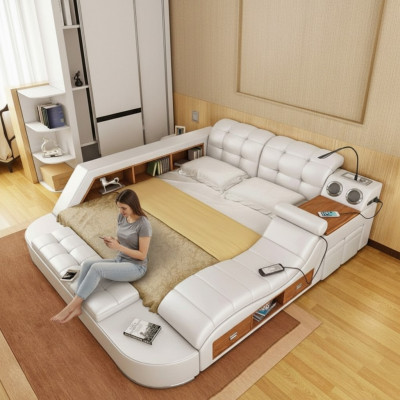 Multifunktion Bett Regal Schaf USB Opluedstatioun Duebel Lieder Better