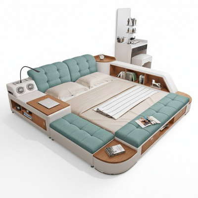 Këssen 180x200 Multifunktioun Regal USB Léier Design Bett Grouss Better Lieder