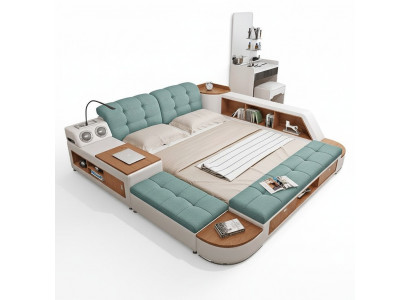 Këssen 180x200 Multifunktioun Regal USB Léier Design Bett Grouss Better Lieder
