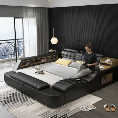 Duebelbett Schlofzëmmer Gepollstertebett 180x200cm Multifunktioun Bett Betten