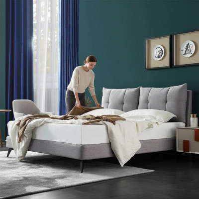 Doppel Hotel Bett Betten Beige 180x200 Schlofzëmmer Lieder Polster Design