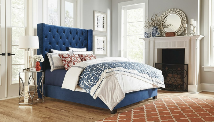 Chesterfield Schlofzëmmer Duebelbetter Design Lieder Luxus Bett Hotel