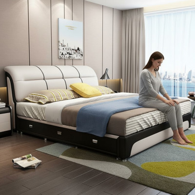 Better Këssen Textil Modern Holz Schlofzëmmer Nei Duebelbett Chesterbett