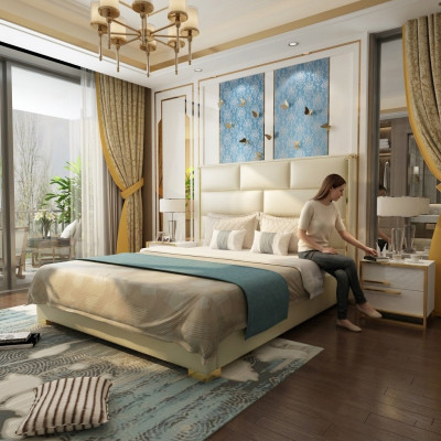 Designer-Doppelbett Bett-Schlofkummer Better Lieder Hotel Luxus Polster.