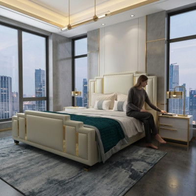 Better Duebel Schlofzëmmer Luxus Bestietnes Hotel Designer Bett 180x200 Lieder