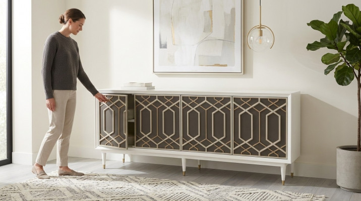 Design Miwwelen Luxus Kommoden Lowboard Wunnzëmmer Sideboard Modern Holz Schief