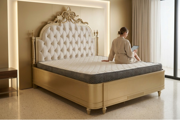 Chesterfield Holz Duebelbett Bettendesign Polsterbett Ehe Schlofzëmmer 180x200