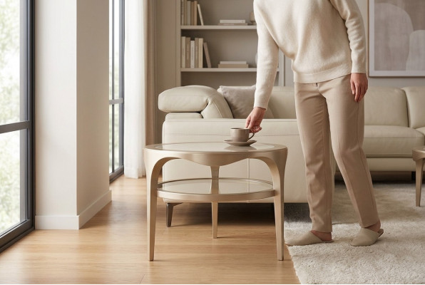 Wunnzëmmer Ronn Edel Konscht Modern Luxus Bäizëlltësch Design Miwwelen Couchtësch