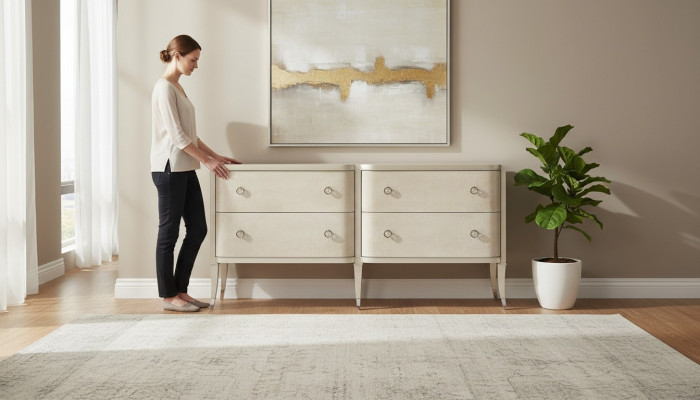 Modern Kommode Luxus Italien Design Miwwelen Polster Holz Konsol Sideboard Low