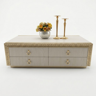 Klassesche Canapé Dësch Holz Dësch geschnëtzt Luxus Design Italienesch Miwwelen Nei