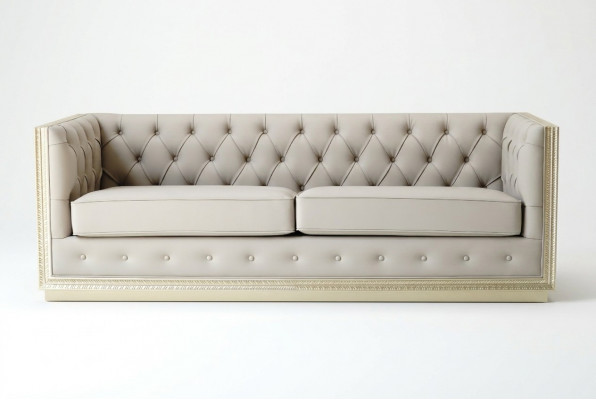 Chesterfield Stuffzëmmer Still Italienesch Sofa Couch 3 Sëtzer 220 cm Polsterung