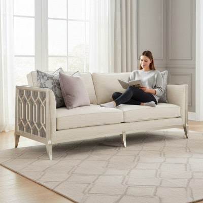 Modern 3-Sëtzer Design Sofa Couch Polstersofas Couche Stoff Textil Dräisëtzer