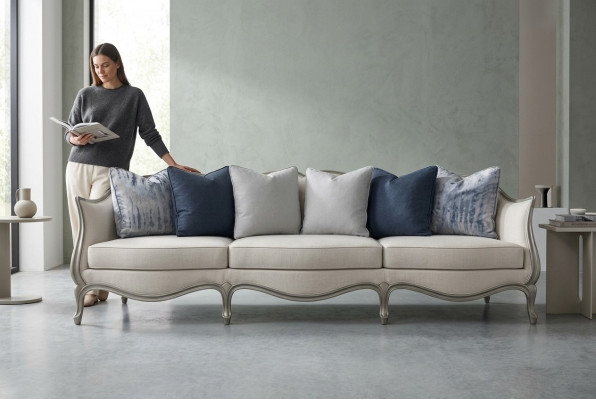 Design Sofa 3 Sëtzer Stoff Couch Sofa Polster Sofas Wunnzëmmer Dräisëtzer Miwwelen
