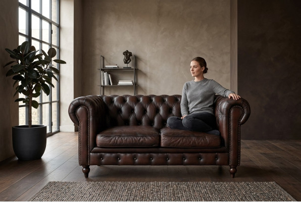 Chesterfield Canapé 2 Sëtzer Set Design Sofas Polster Couchen Couch Luxus Miwwelen