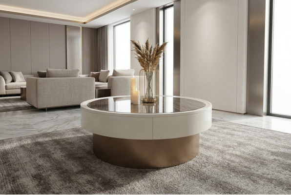 Design Metall Holz Gold Canapé Wunnzëmmer Dëscher Bäistall Ronn Dësch Couchdësch