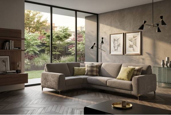 Italienesch Eckcouch Sofa Couch Sofas Couche Eck Garnitur Miwwel Stëff Textil