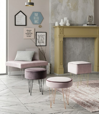 Sëtzblock 3x Hocker Pouf Puff Sëtzpouf Textil Stoff Fousshocker Ottomane Italien