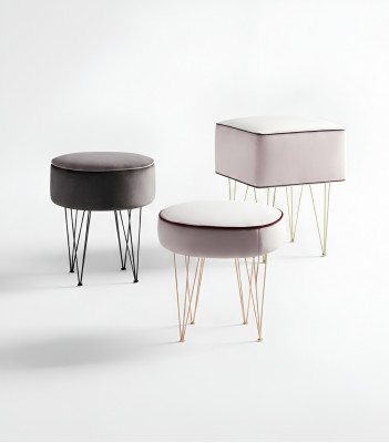 Sëtzblock 3x Hocker Pouf Puff Sëtzpouf Textil Stoff Fousshocker Ottomane Italien