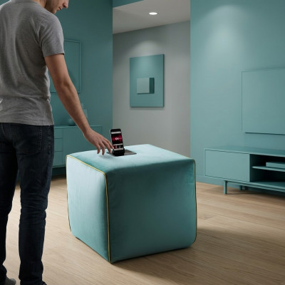 Hocker Opluedstatioun Handy Polsterhocker Sitzhocker Hocker Ottoman Pouf Fousshocker
