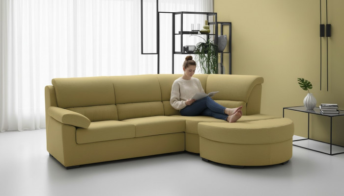Italienesch Miwwelen Textil Giel Modern Luxus Eck Canapé L-Form Édel Modern alfitalia