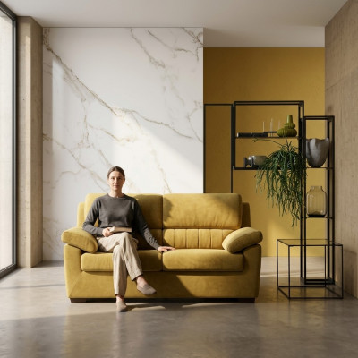 Moderne Stil Sofa Italien 2-Sëtzer Textil Holzrahmen Wunnzëmmer Canapé Sofa alfitalia