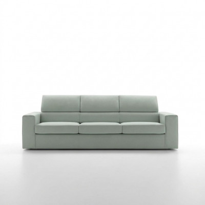 Modern Luxus Design Sofa 3 Sëtzer Miwwelen Polster Hellgréng Textil Holz alfitalia