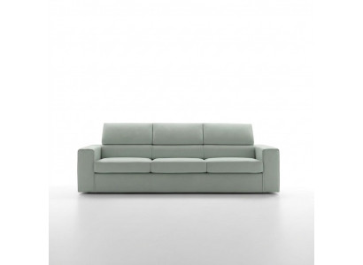 Modern Luxus Design Sofa 3 Sëtzer Miwwelen Polster Hellgréng Textil Holz alfitalia