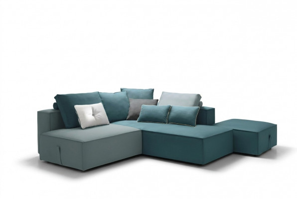 Designer Sofa Canapé Eckfauteuil Hocker gepolstert Set Wunnraum L-Form Modern alfitalia
