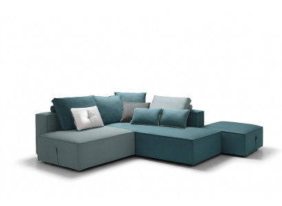 Designer Sofa Canapé Eckfauteuil Hocker gepolstert Set Wunnraum L-Form Modern alfitalia