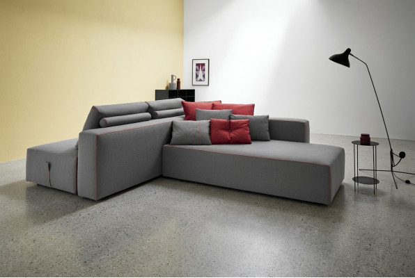 Sofa L-Form Textil Canapé Eck gepolstert Sëtz Sofa Wunnzëmmer modern Alfitalia