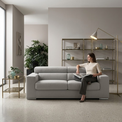 Canapé 3 Sëtz Couch Modern Luxus Polstersëtz Canapé Textil Gro Stoff alfitalia