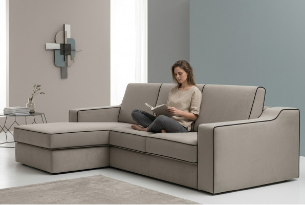 Design Textil Modern Canapé Luxus Eckcouch L-Form Miwwelen Polster Beige alfitalia