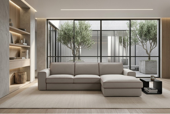 Stoff L-Form Canapé Wunnlandschaft Ecksofa Modern Design Canapé Focus alfitalia