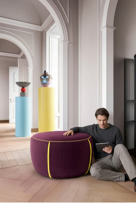 Oval Design gepolsterten Hocker Fousshocker Ottoman Sëtz Textil Gepolstert Pufa