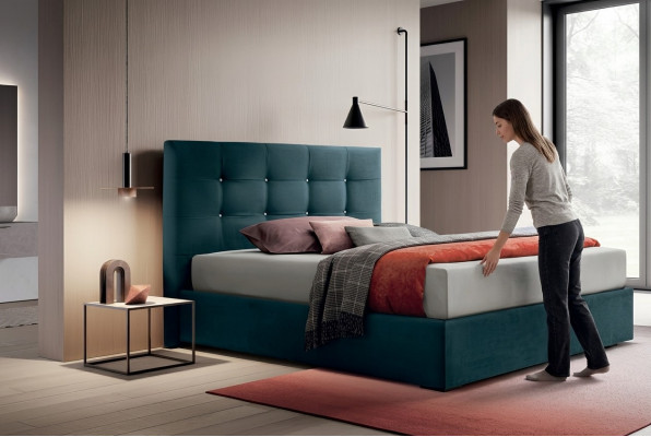 Design Better Schlofzëmmer Textil 180x200cm Bett Polster Luxus Duebel Hotel Nei