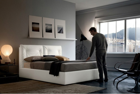 Luxus Better Schlofzëmmer 160 x 200 cm Design Textil Bett Polsterduebel Hotel