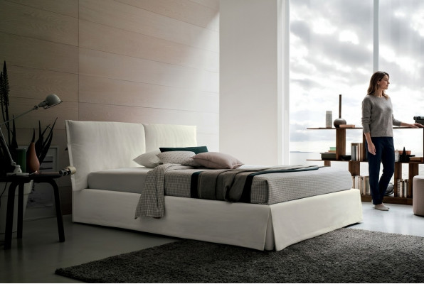 Luxus Duebel Hotel Better 120x200 Schlofzëmmer Wäiss Textil Bett Polster Design