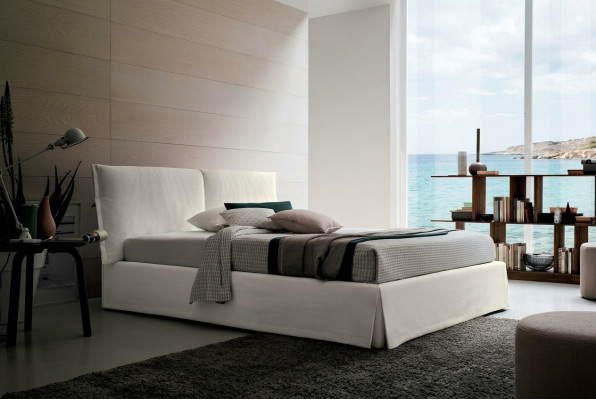 Luxus Duebel Hotel Better 120x200 Schlofzëmmer Wäiss Textil Bett Polster Design