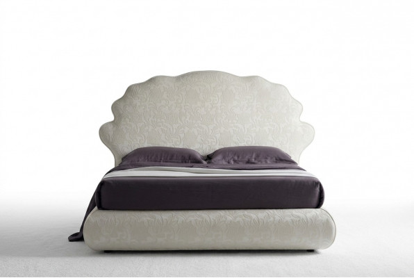 Luxus italieneschen Design Miwwelen Schlofzëmmer Duebelbett 160x200cm HolzTextil Miwwelen