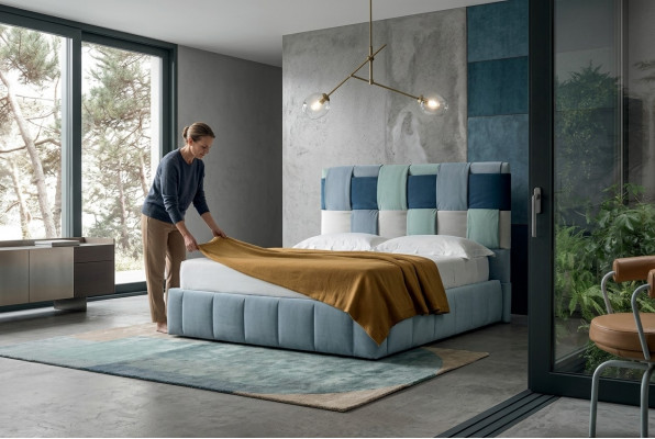 Modern Luxus Better Polster Textil Héichwäertegt Schlofzëmmer Bett Italien Miwwelen