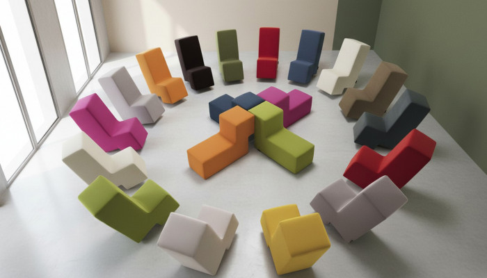 Hocker Ottoman Chaise Lounge Strank Wunnzëmmer Miwwelen gepolstert Fouss Italien