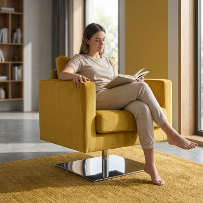 Fotell Stull Polster Fernseh TextilGiel Luxus Stoffer Design Lounge Club Relax Nei