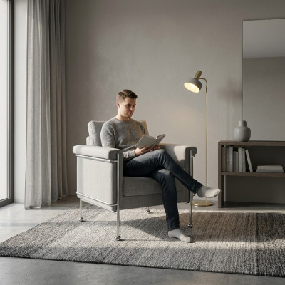 Design Relax Club Fotell Lounge Canapé 1 Sëtz Fernseh Stull Polster Couch Stoff
