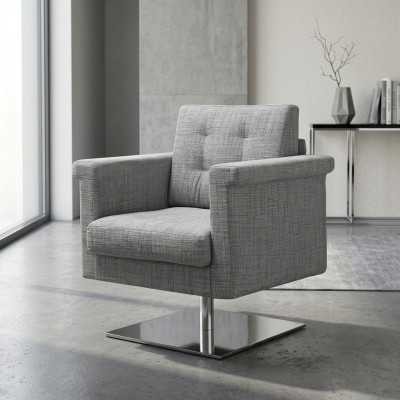 Design Canapé Lounge Textil Sëtz Grau Miwwelen Einsitzer Sëtz Polster Stof Relax Sëtz