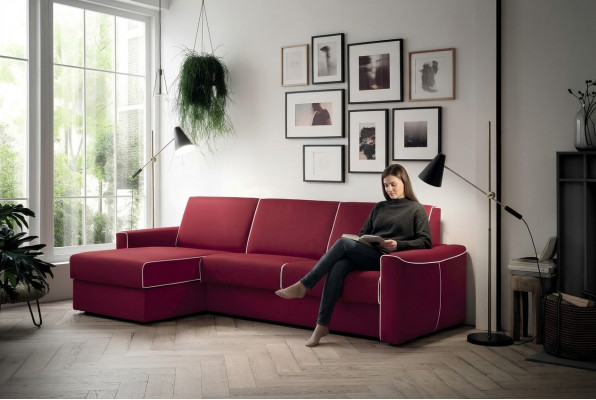 Ecksofa Modern Design Sofa Focus Stoff L-Form Couch Wunnlandschaft Italien Miwwelen