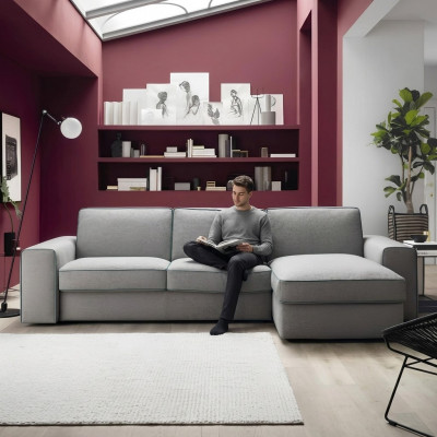 Modernen Luxus Eck Textil Holz Sofa L-Form alfitalia Design Polster Wunnzëmmer