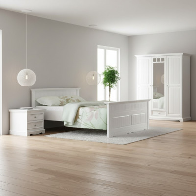 Baueren Bett Massivholz Better 180x200cm Holzbetts Schlofkummer Miwwelen Wäiss Landhaus
