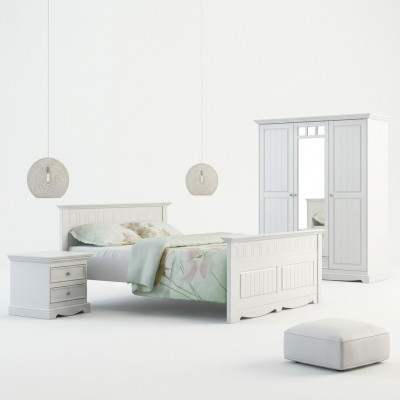 Designer-Schlofzëmmer Bett 2x Nuetsdëscher Kleederschaf Set Nei 180x200cm 4tg.